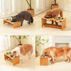 Bamboo Dog Bowl Rack - Elevated Feeder for Medium-Sized Dogs