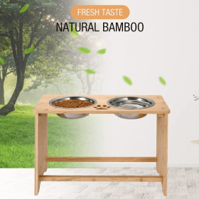 Eco-Friendly Bamboo Dog Bowl - Elevated Feeder for Medium Dogs
