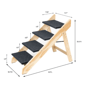 Wooden Pet Stairs: Foldable 4-Step Ladder for Easy Access