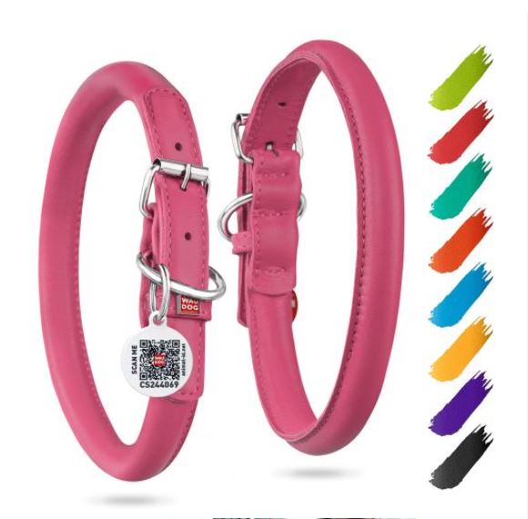 Leather Dog Collar - Pink