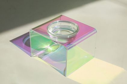 Holographic Dog Feeder - Dazzling Acrylic Pet Dining Station (Option: Single bowl)