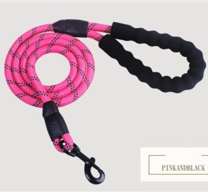 Reflective Dog Leash - Nylon, Foam Handle, and Anti-Skid (Color: Pink)