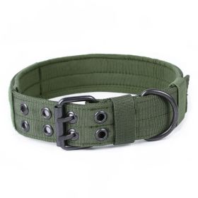 Nylon Anti-Grind Dog Leash Collar - Padded, Adjustable, and Heavy-Duty (Option: Green-L)