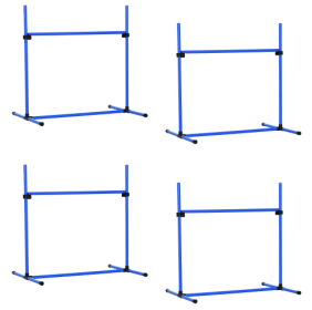 Dog Agility Training: 4-Piece Set, Adjustable Height (Color: Blue)