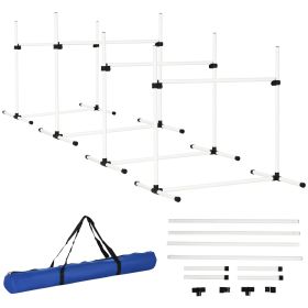 Dog Agility Training: 4-Piece Set, Adjustable Height (Color: White)