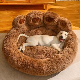 Cozy Hand-Shaped Dog Bed for Winter Warmth (Option: Dark Coffee Color-3XL Diameter 110cm)