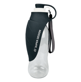 Leaf-Shaped Dog Water Bottle - Portable & Leak-Proof (Color: Black)